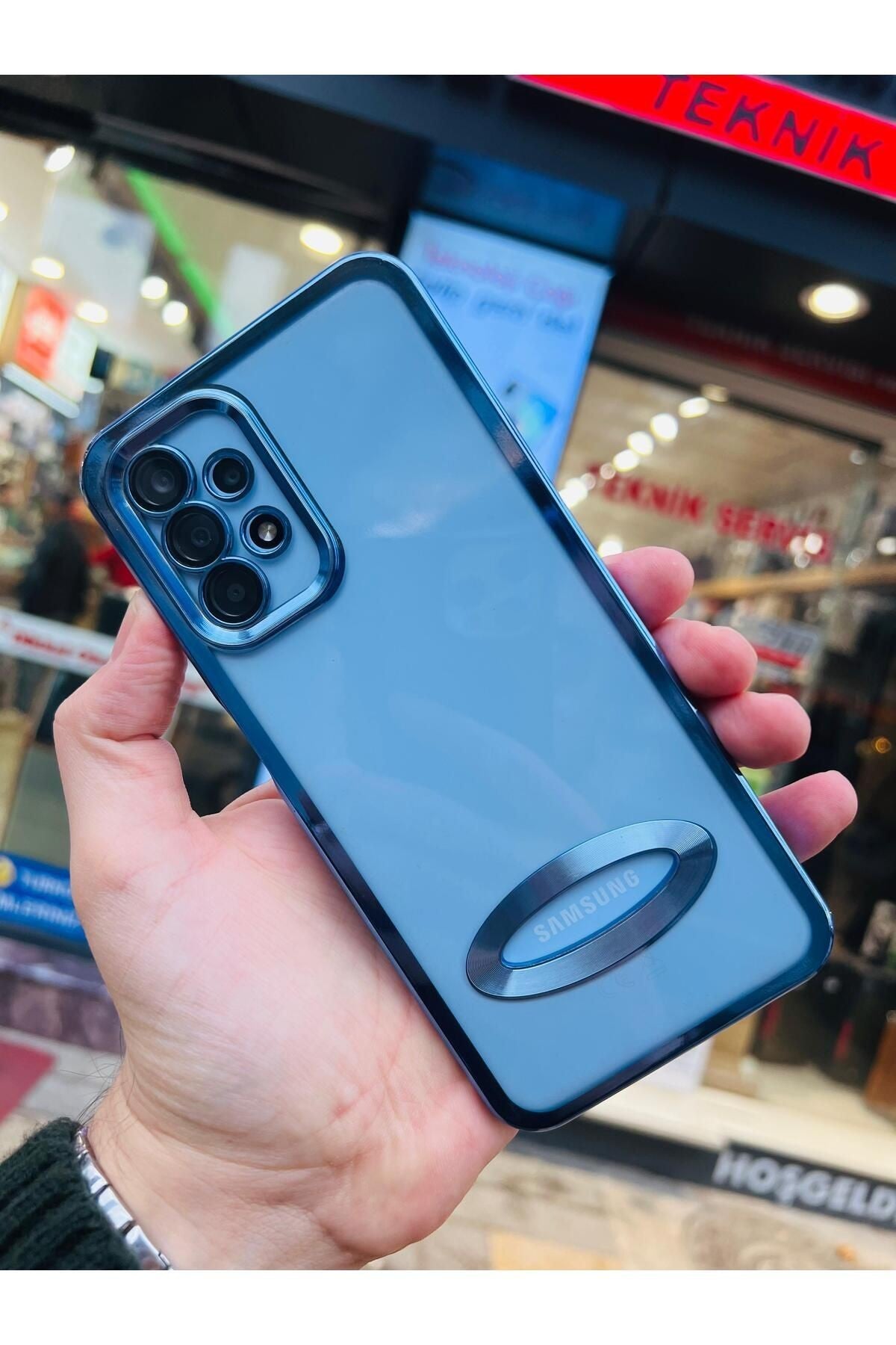 Samsung Galaxy A34 Logo Detaylı Kenarları Renkli Kamera Korumalı Luxury Megavip Kılıf