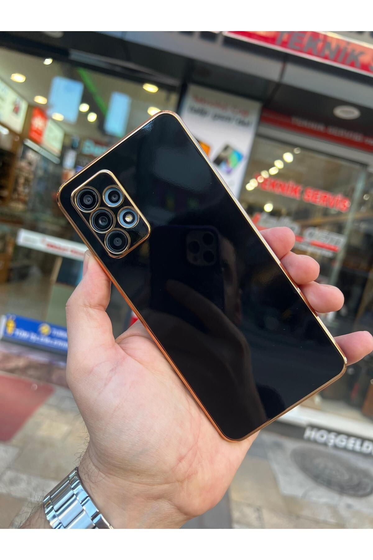Samsung A13 4g Gold Kenarlı Parlak Kamera Korumalı Bark Kılıf