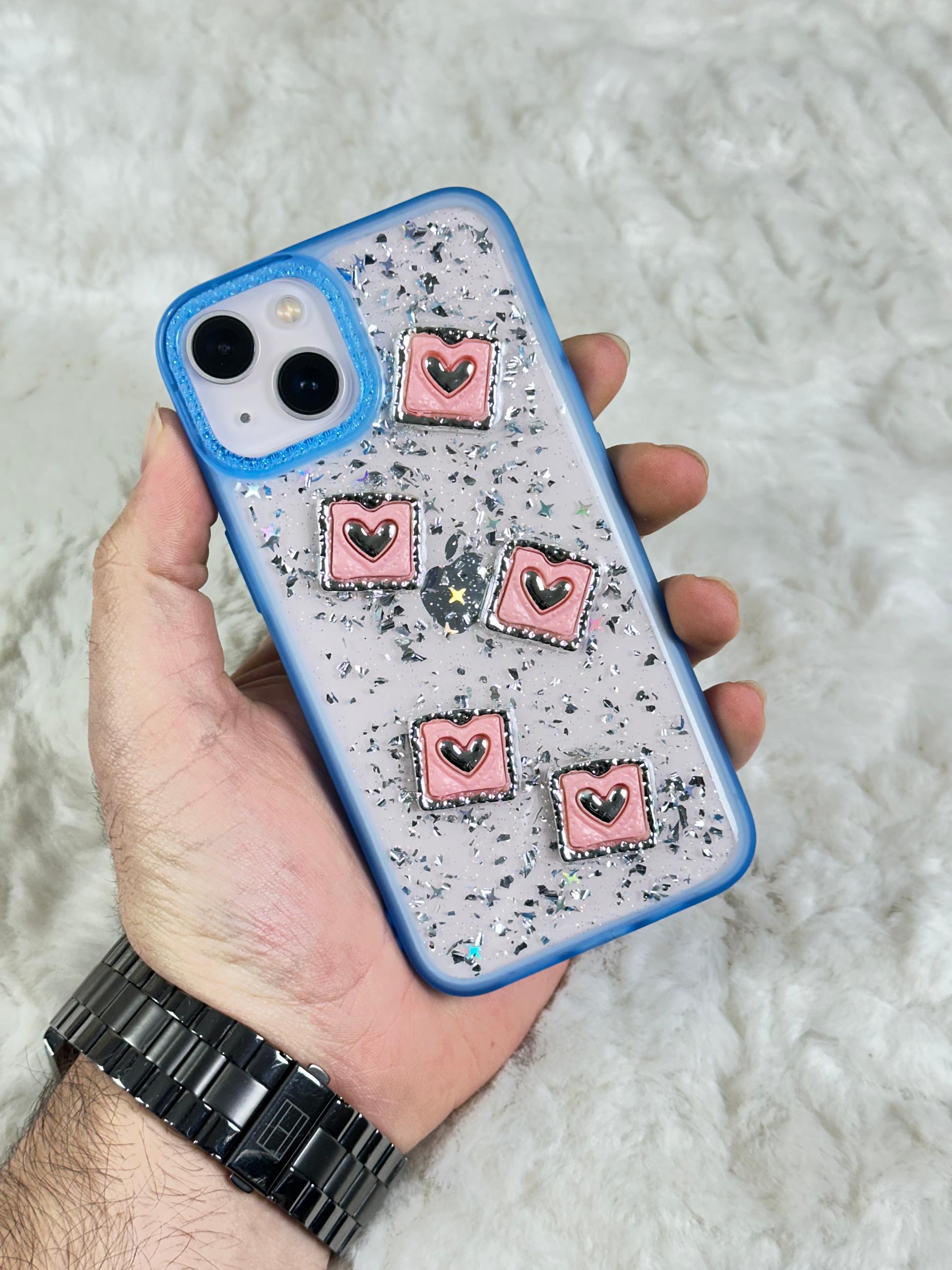 iPhone 13 Şeffaf Parlak Taşlı Glitter Kılıf