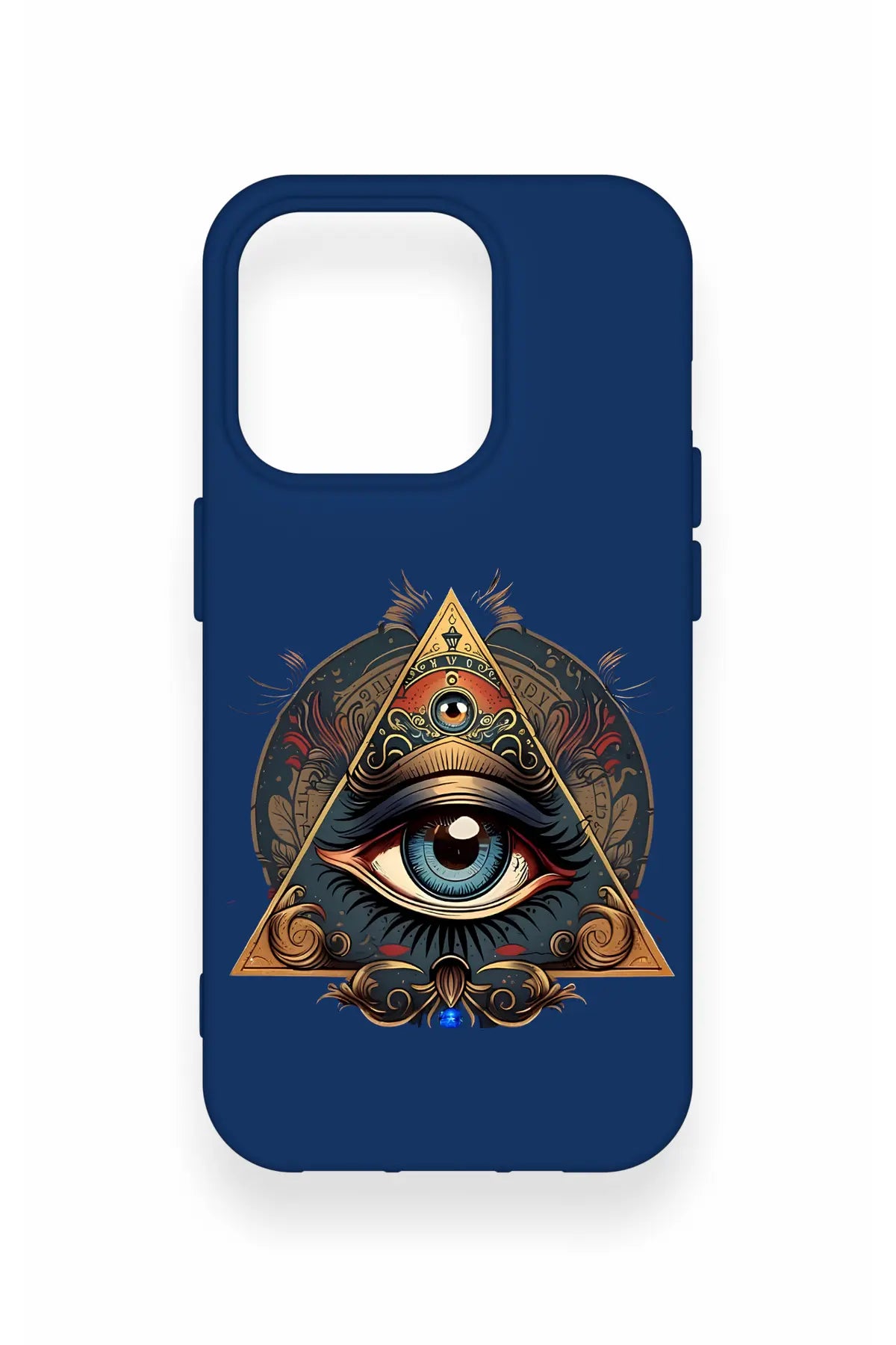 iPhone 15 Pro Uyumlu Pyramid Eye Desenli Silikon Kılıf