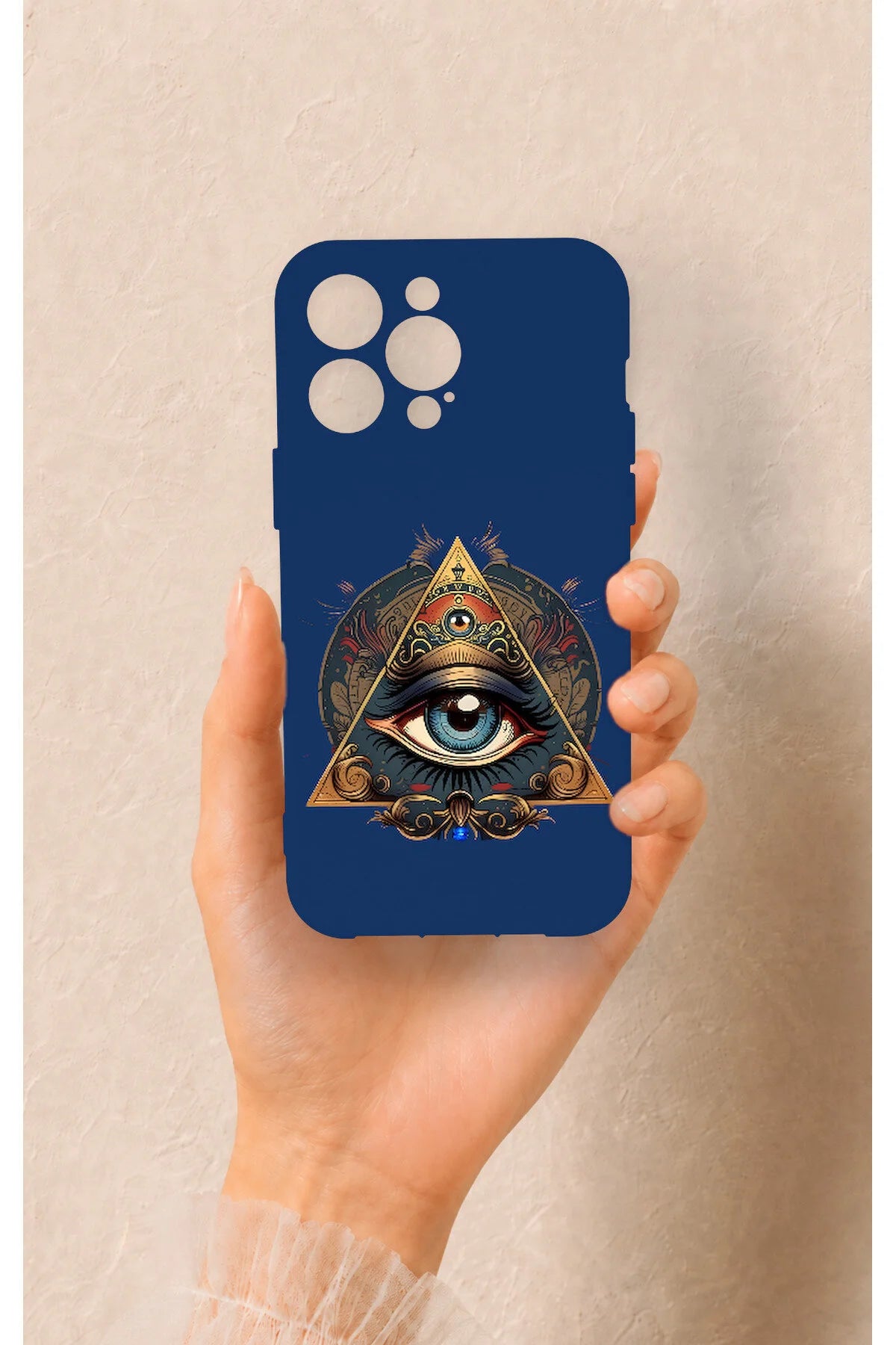 iPhone 14 Pro Max Uyumlu Pyramid Eye Desenli Silikon Kılıf