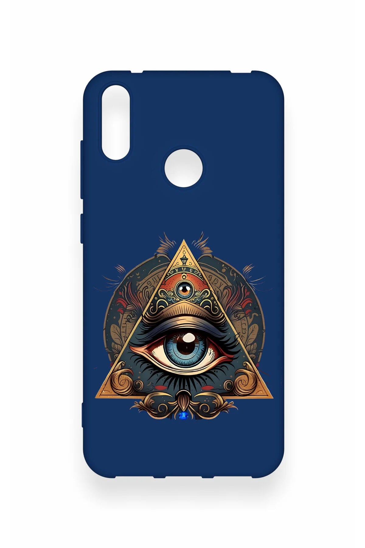 Huawei Y7 2019 Uyumlu Pyramid Eye Desenli Silikon Kılıf
