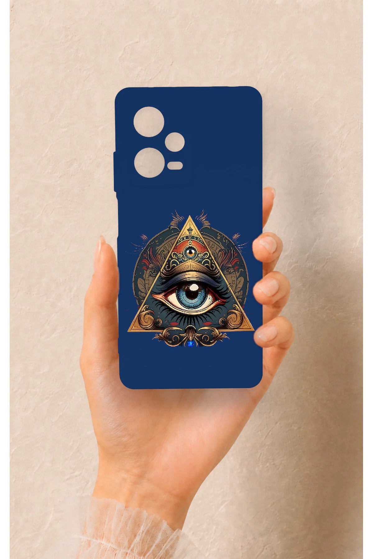 Redmi Note 12 Pro 5G Uyumlu Pyramid Eye Desenli Silikon Kılıf