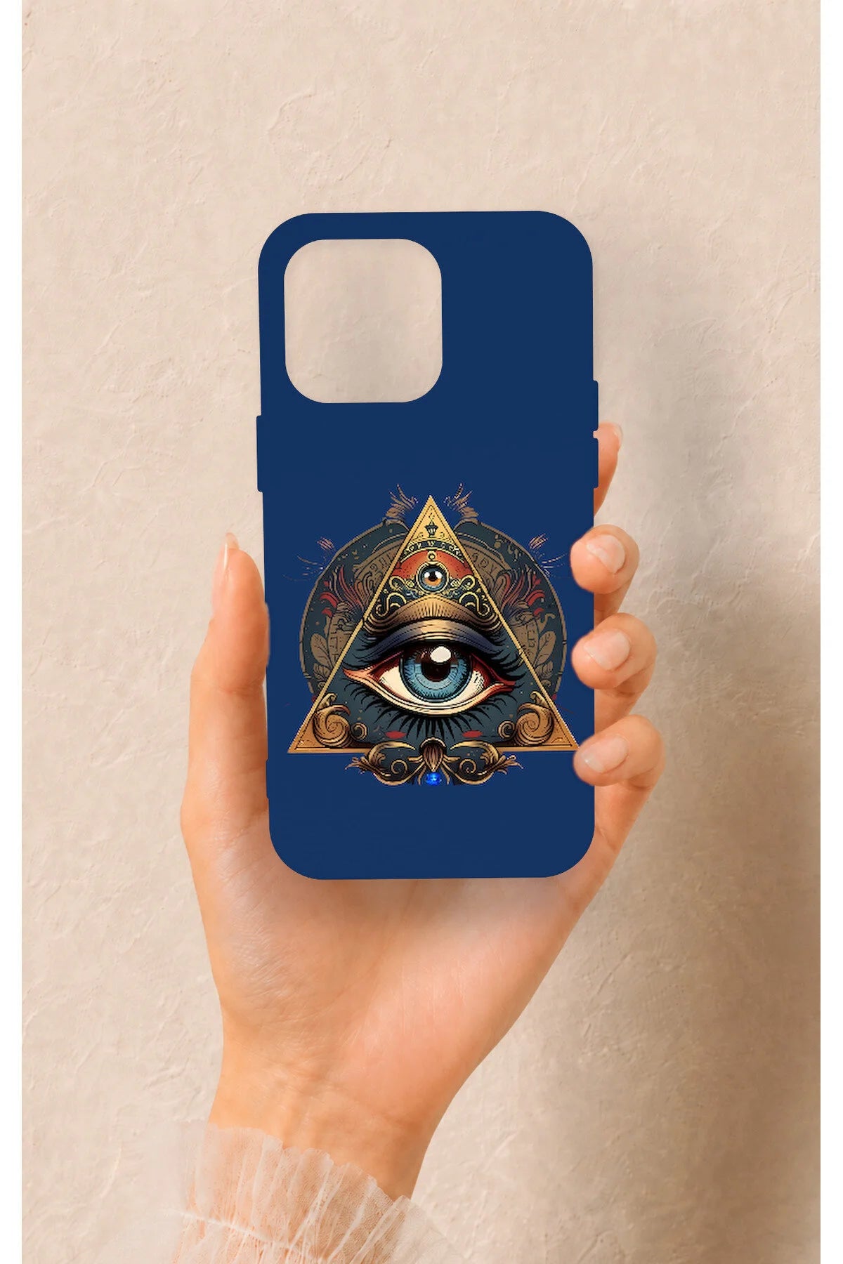 iPhone 15 Pro Max Uyumlu Pyramid Eye Desenli Silikon Kılıf