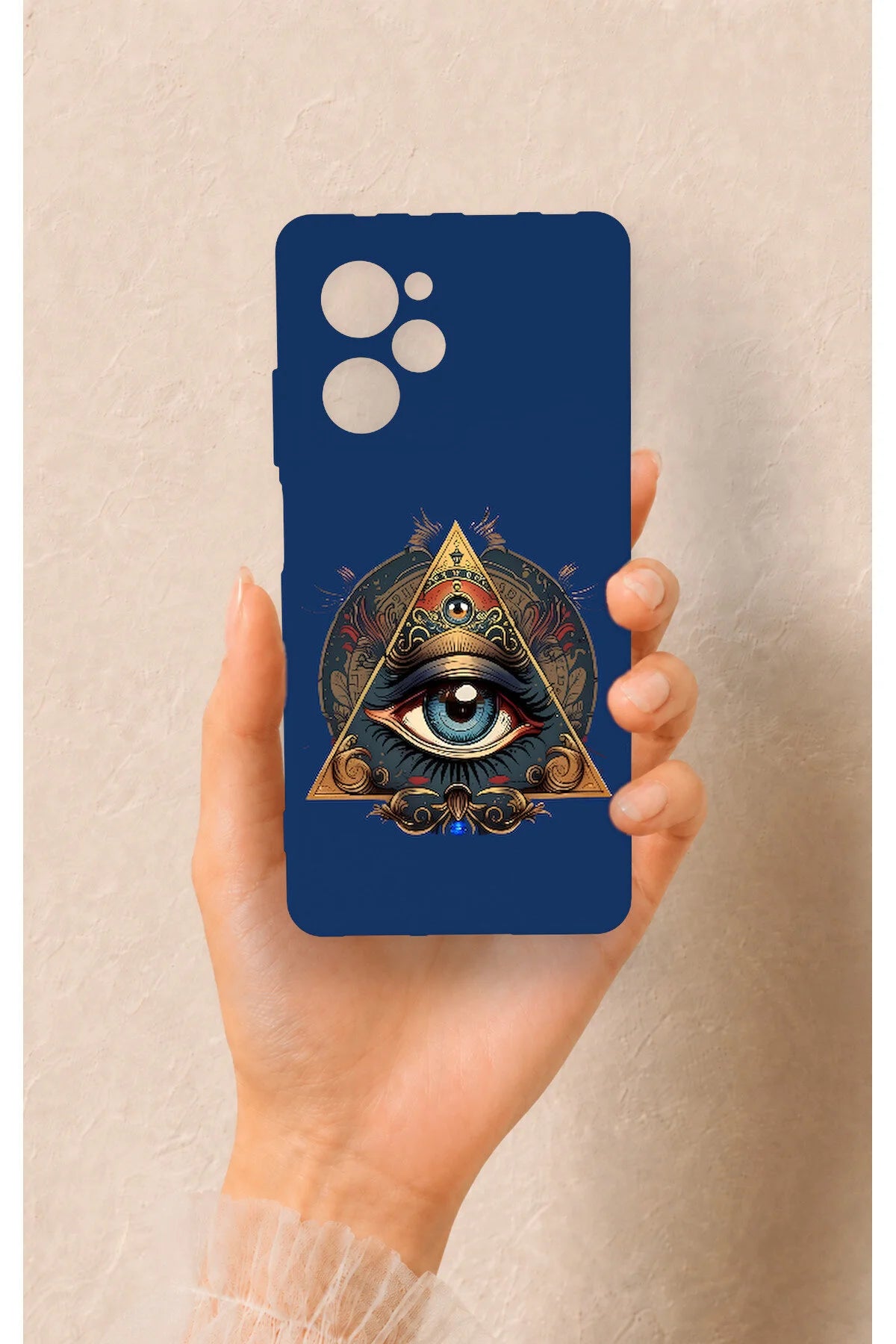 Poco X5 Pro Uyumlu Pyramid Eye Desenli Silikon Kılıf
