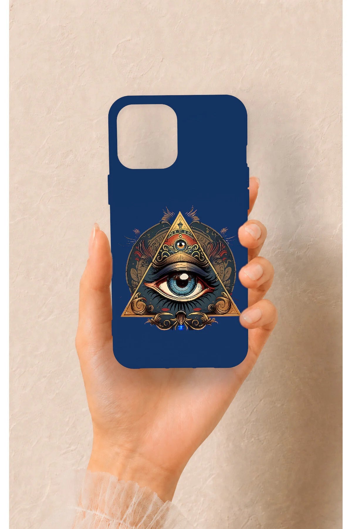 iPhone 12 Pro Max Uyumlu Pyramid Eye Desenli Silikon Kılıf