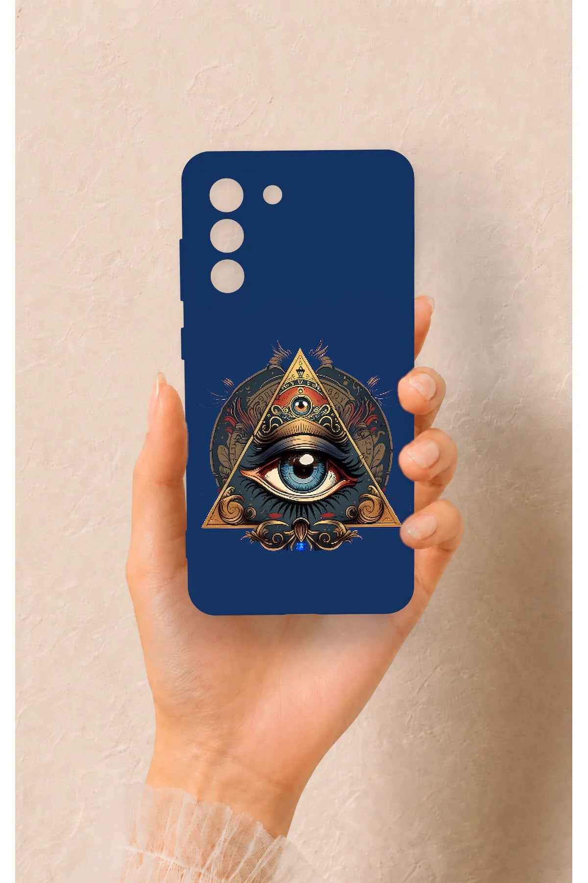 Samsung-S21FE Uyumlu Pyramid Eye Desenli Silikon Kılıf