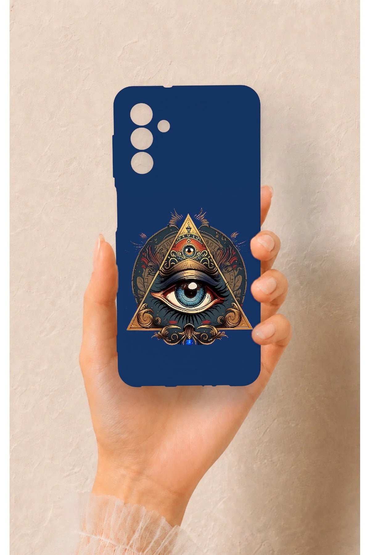 Samsung A04S Uyumlu Pyramid Eye Desenli Silikon Kılıf