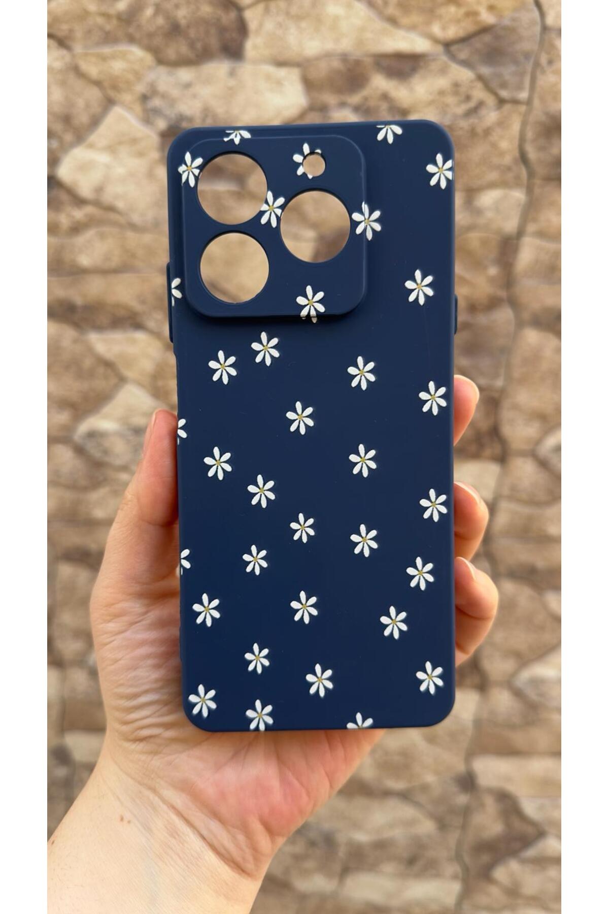 General Mobile Era 50 Uyumlu Mini Papatya Desenli Silikon Darbe Emici Klasik Korumalı Rubber Kılıf