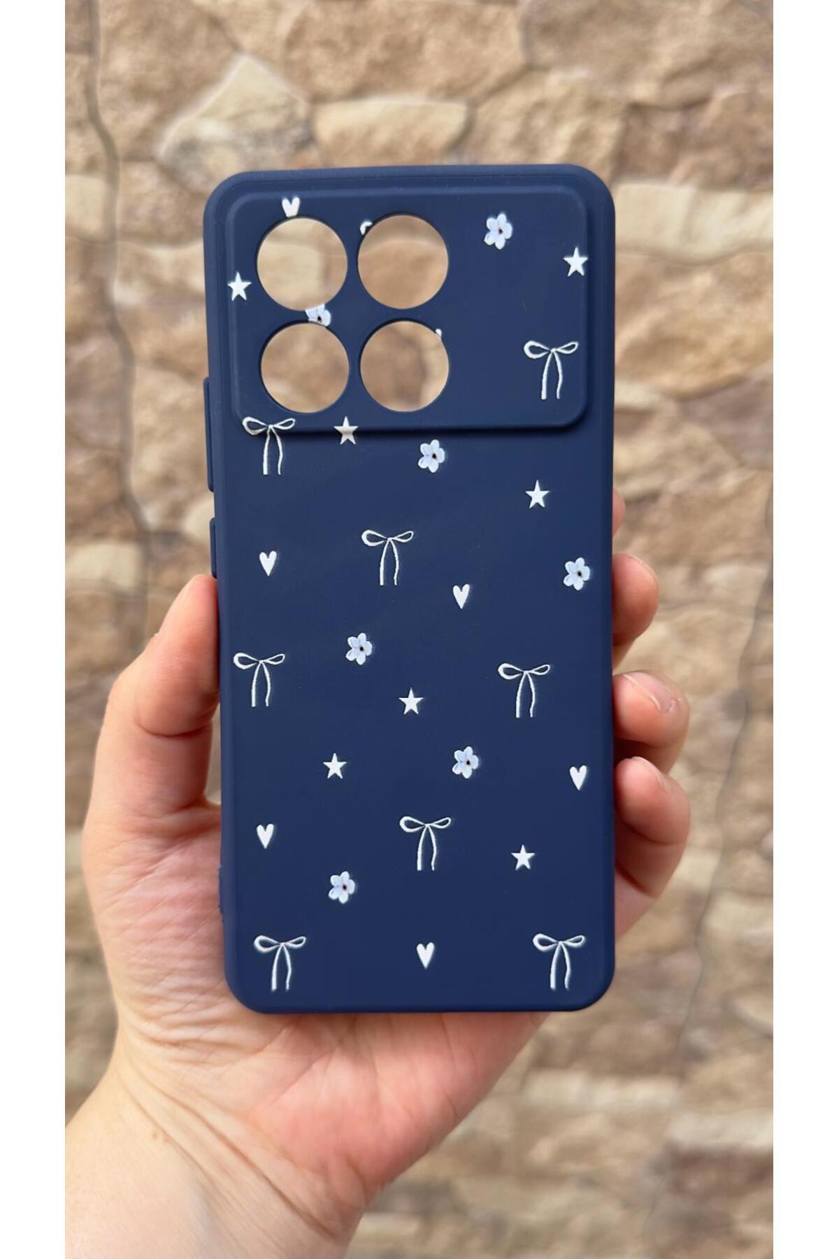 Poco X6 Pro 5G Uyumlu Mini Fiyonk Desenli Silikon Darbe Emici Klasik Korumalı Rubber Kılıf