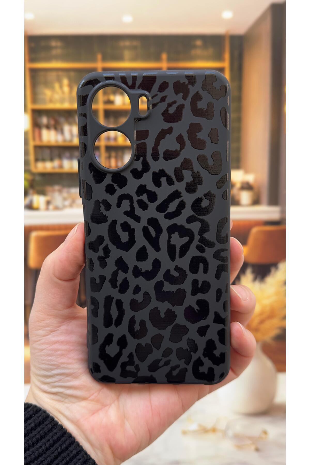Vivo Y16 Uyumlu Leopar Desenli Silikon Darbe Emici Klasik Korumalı Rubber Kılıf