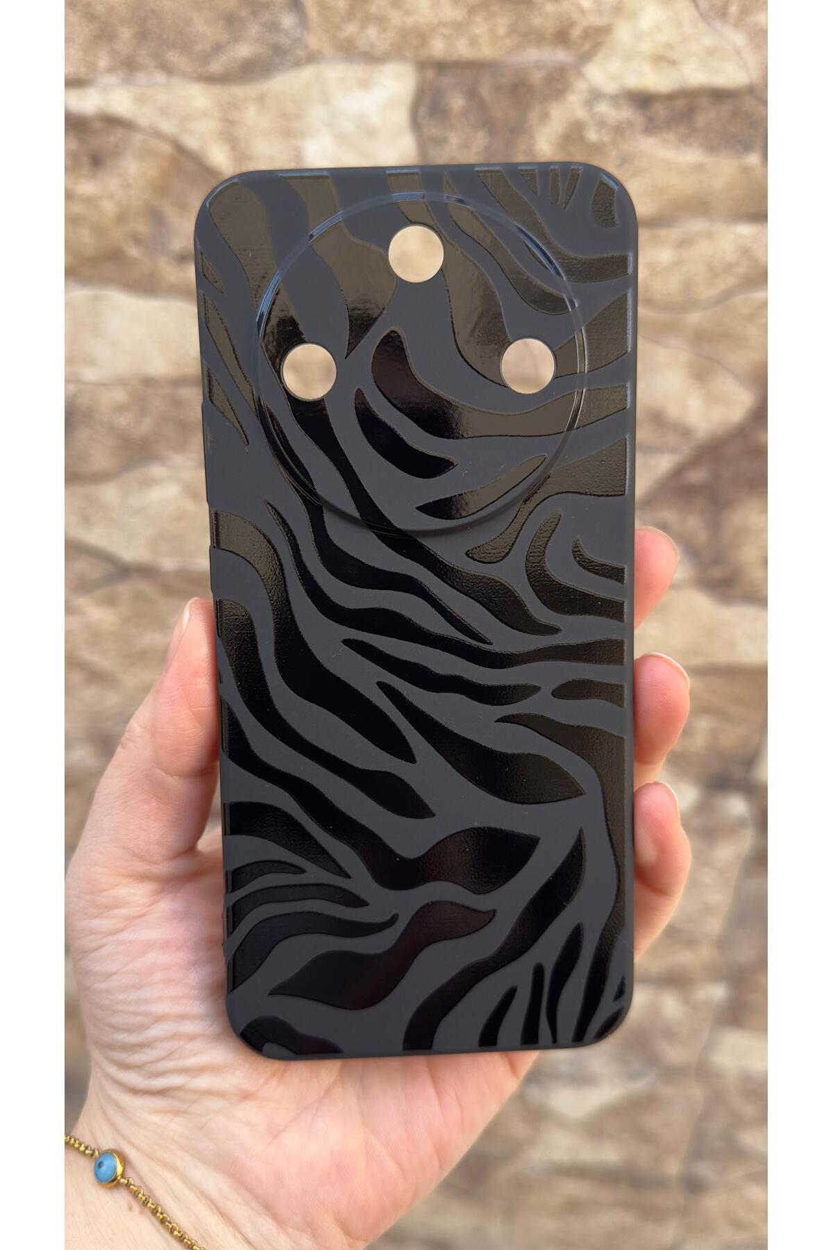 Honor Magic 8 Lite Uyumlu Zebra Desenli Silikon Darbe Emici Klasik Korumalı Rubber Kılıf
