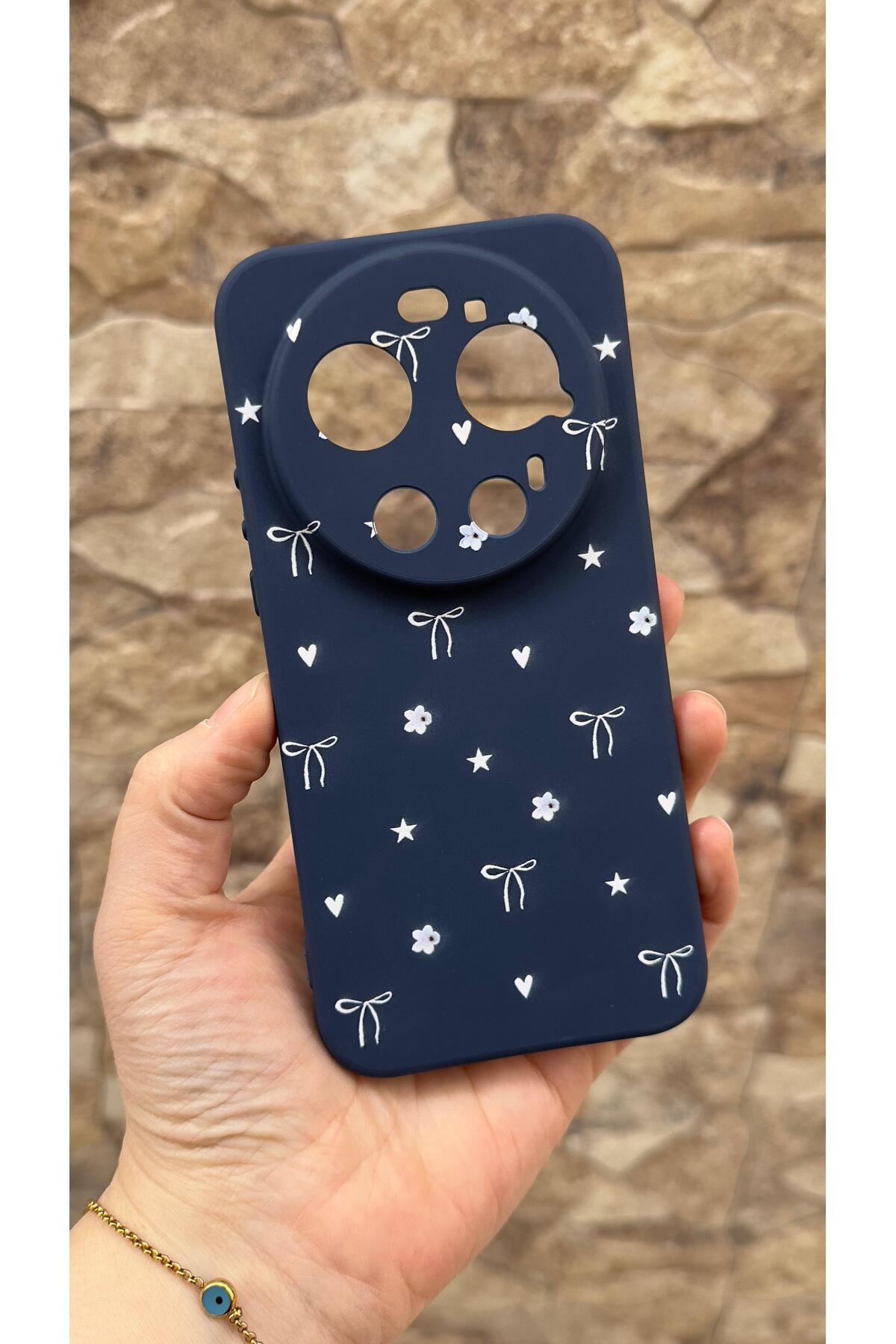 Mİ 17 Ultra Uyumlu Mini Fiyonk Desenli Silikon Darbe Emici Klasik Korumalı Rubber Kılıf