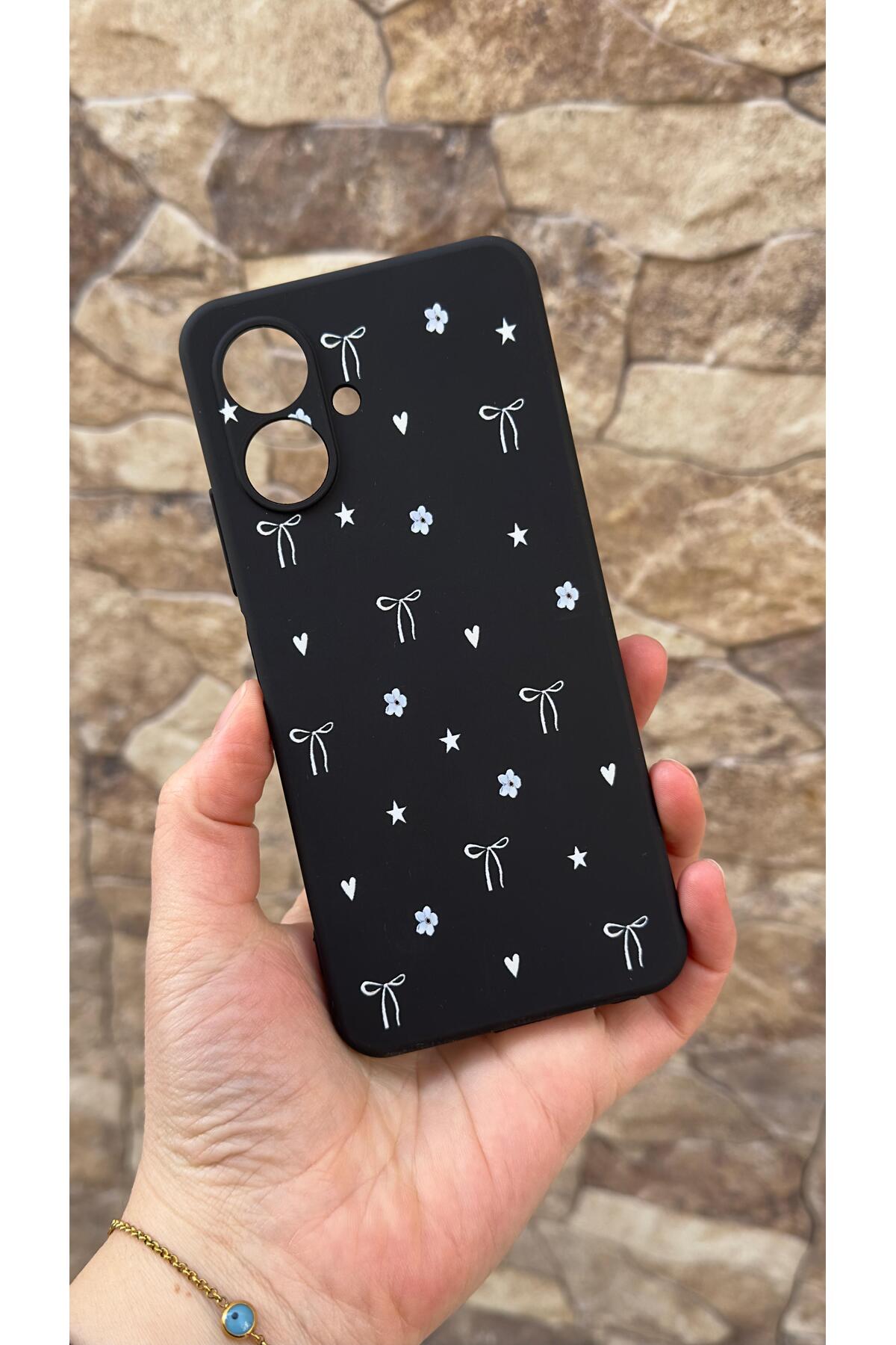 Tecno Spark Go2 Uyumlu Mini Fiyonk Desenli Silikon Darbe Emici Klasik Korumalı Rubber Kılıf
