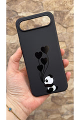 Tecno Spark Slim Uyumlu Kalpli Panda Desenli Silikon Darbe Emici Klasik Korumalı Rubber Kılıf