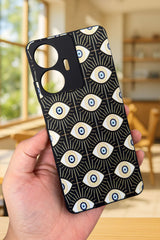 Realme C55 Uyumlu Evıl Eye Desenli Silikon Darbe Emici Klasik Korumalı Rubber Kılıf