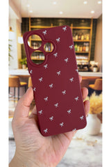 Xiaomi Redmi 13 4G Uyumlu Beyaz Fiyonk Desenli Silikon Darbe Emici Klasik Korumalı Rubber Kılıf