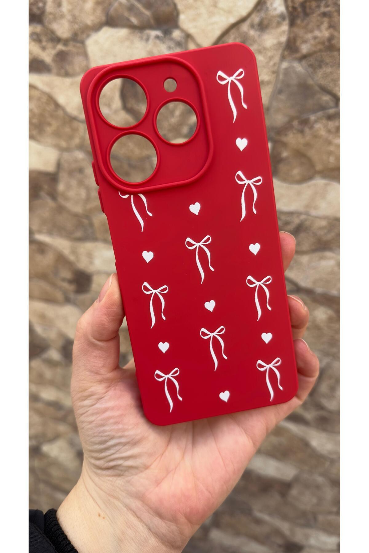 Tecno Spark 10 PRO Uyumlu Kalpli Fiyonk Desenli Silikon Darbe Emici Klasik Korumalı Rubber Kılıf