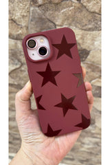 iPhone 15 Uyumlu Bordo Star Silikon Darbe Emici Korumalı Klasik Rubber Kılıf
