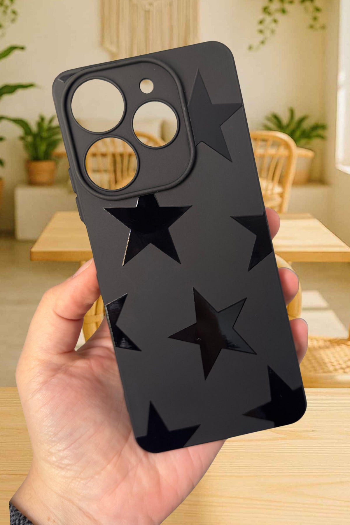 Tecno Spark 10 PRO Uyumlu Star Desenli Silikon Darbe Emici Rubber Kılıf