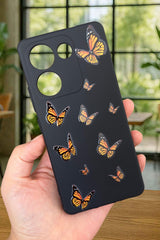 TCN CAMON 20 PRO Uyumlu Turuncu Kelebek Desenli Silikon Darbe Emici Klasik Korumalı Rubber Kılıf