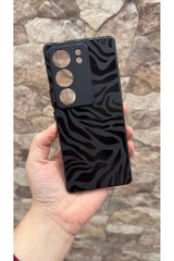 VİVO V29 Uyumlu Zebra Desenli Silikon Darbe Emici Klasik Korumalı Rubber Kılıf