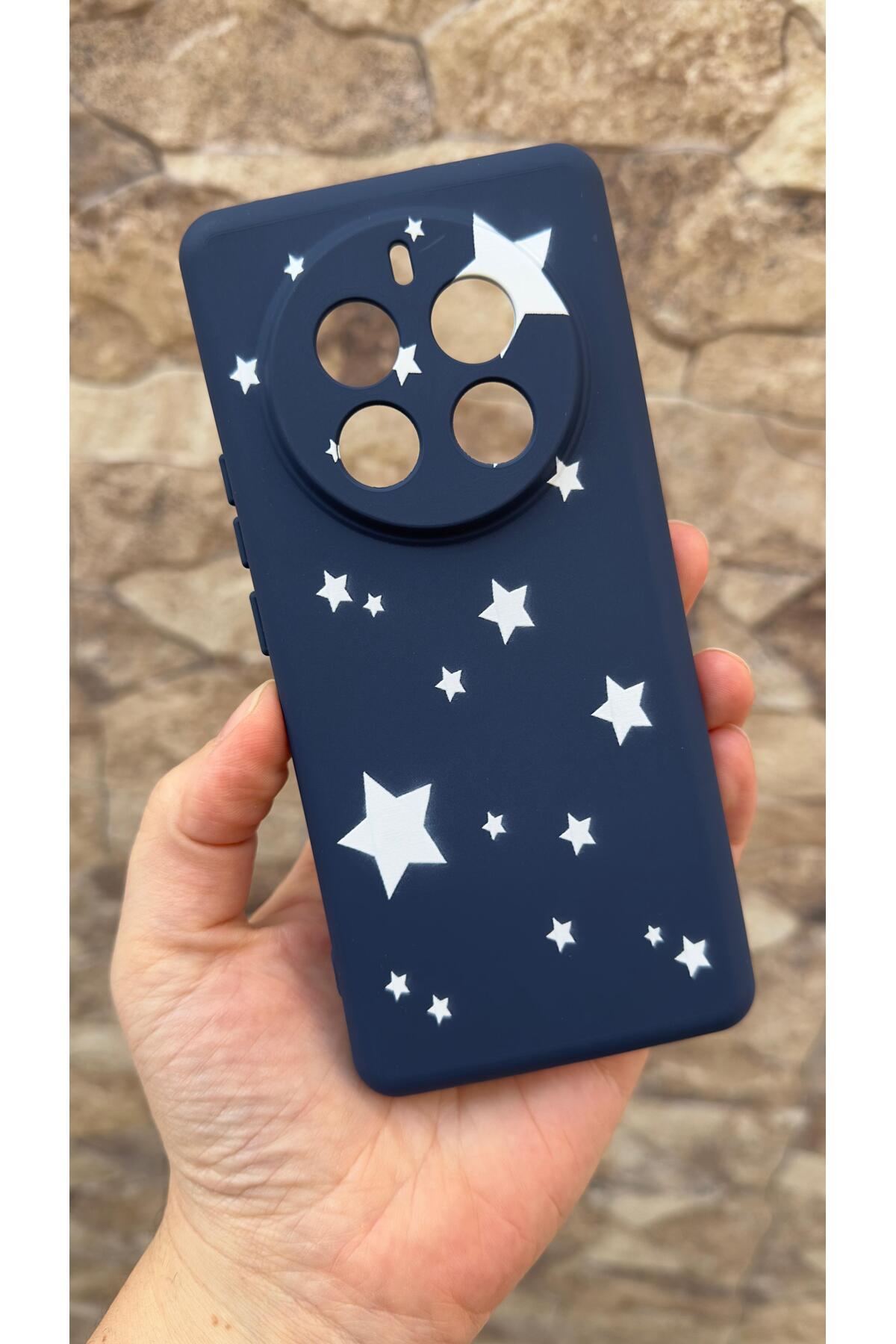 Realme 12 Pro Uyumlu Mini Yıldız Desenli Silikon Darbe Emici Klasik Korumalı Rubber Kılıf