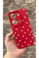 Redmi Note 13 Pro 4G Uyumlu Mini Beyaz Kalp Desenli Silikon Darbe Emici Klasik Korumalı Rubber Kılıf