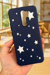 Xiaomi Redmi 9 Uyumlu Mini Yıldız Desenli Silikon Darbe Emici Klasik Korumalı Rubber Kılıf