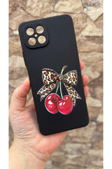 Omix x600 Uyumlu Kiraz Fiyonk Leopar Desenli Silikon Darbe Emici Klasik Korumalı Rubber Kılıf 277