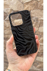 Iphone 15 Pro Uyumlu Zebra Desenli Silikon Darbe Emici Klasik Korumalı Rubber Kılıf