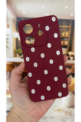 Xiaomi Redmi Note 14 Uyumlu Beyaz Papatya Desenli Silikon Darbe Emici Klasik Korumalı Rubber Kılıf