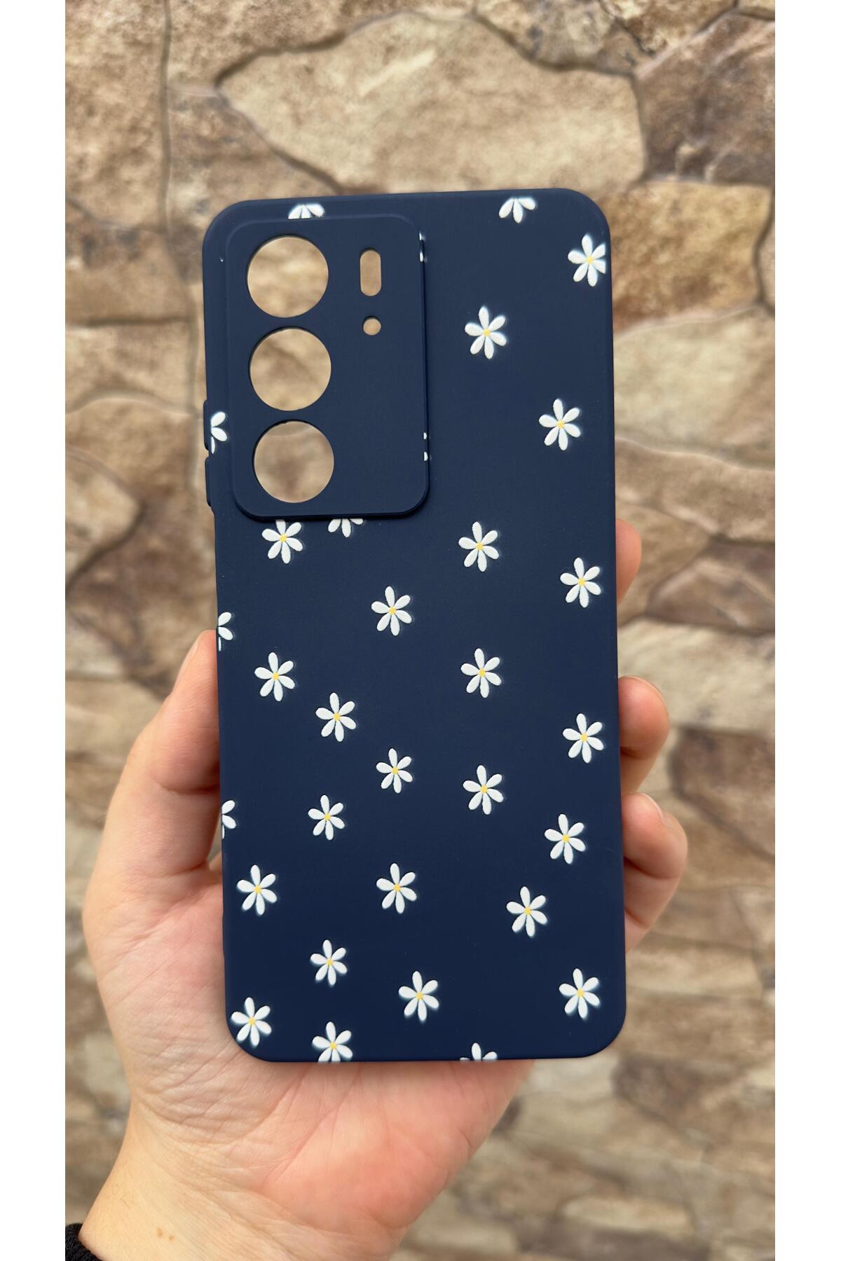 Realme C75 Uyumlu Mini Papatya Desenli Silikon Darbe Emici Klasik Korumalı Rubber Kılıf