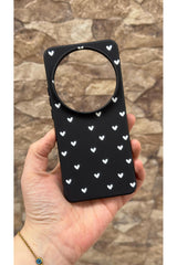 Mİ 15 Ultra Uyumlu Mini Beyaz Kalp Desenli Silikon Darbe Emici Klasik Korumalı Rubber Kılıf