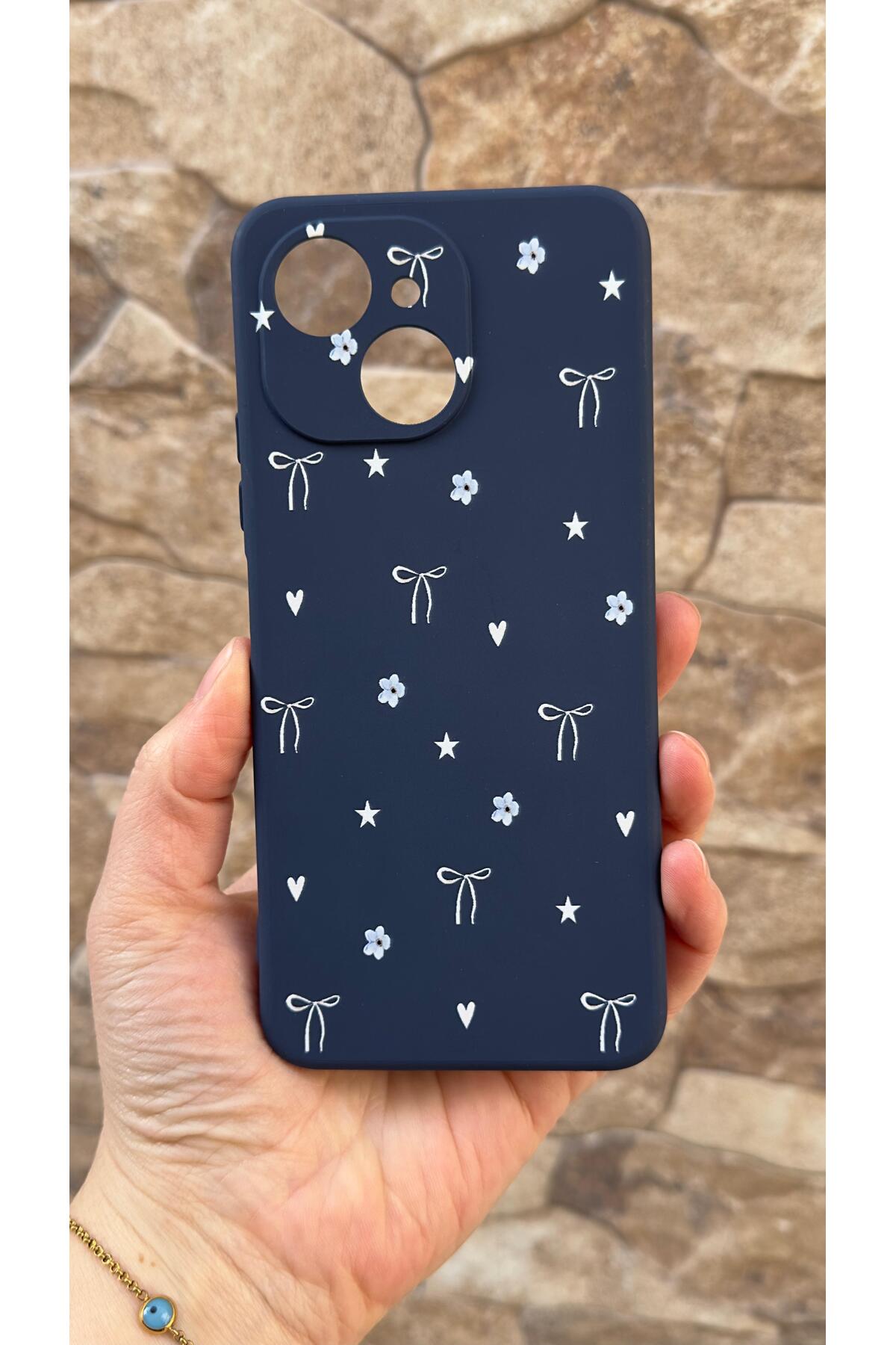 Tecno Spark 40C Uyumlu Mini Fiyonk Desenli Silikon Darbe Emici Klasik Korumalı Rubber Kılıf