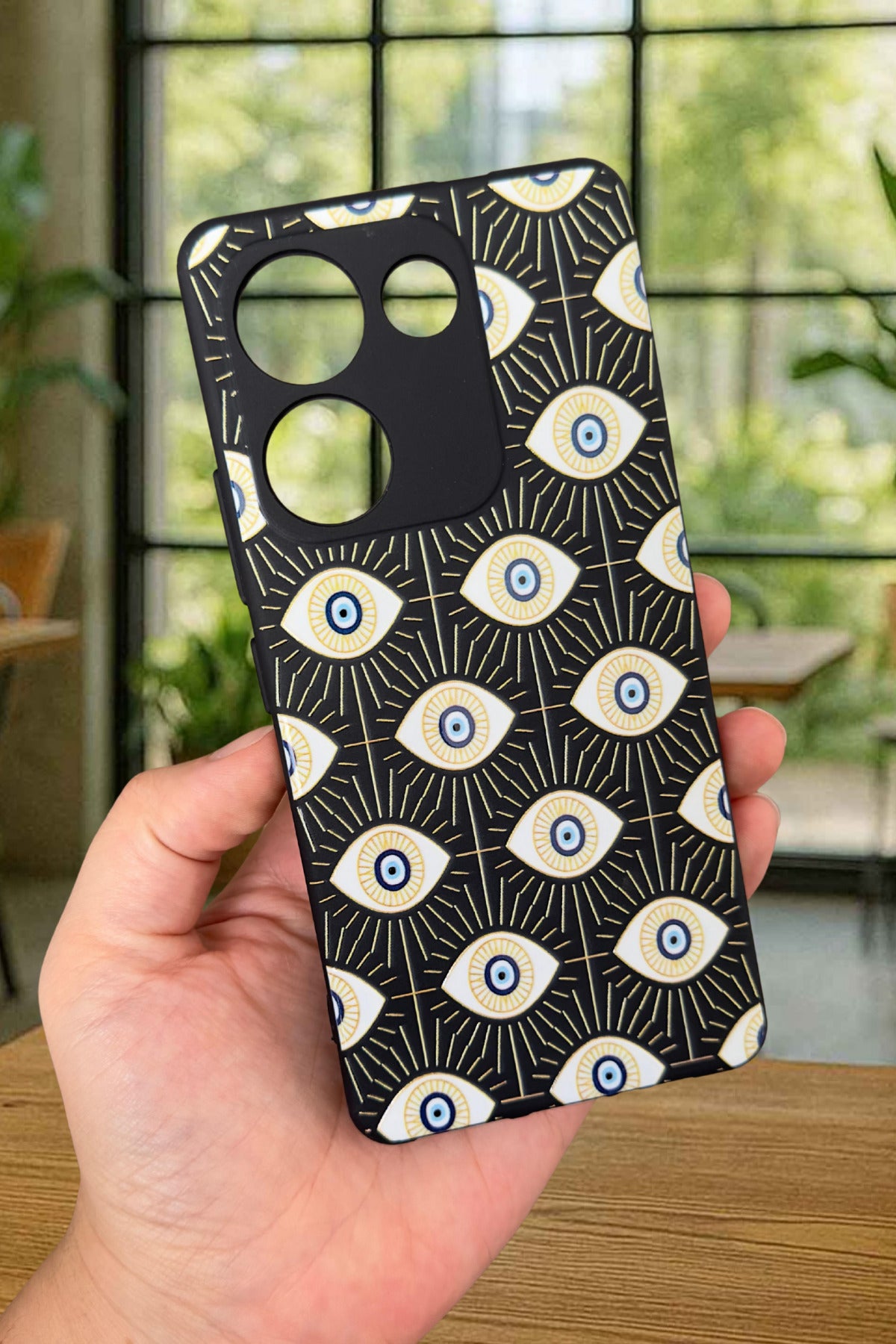 TECNO CAMON 20 PRO Uyumlu Evıl Eye Desenli Silikon Darbe Emici Klasik Korumalı Rubber Kılıf