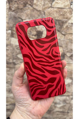 Poco X3 ve X3 Pro Uyumlu Kırmızı Zebra Desenli Silikon Darbe Emici Klasik Korumalı Rubber Kılıf