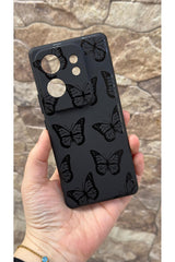 İnfinix Zero 30 4g Uyumlu Siyah Kelebek Desenli Silikon Darbe Emici Klasik Korumalı Rubber Kılıf