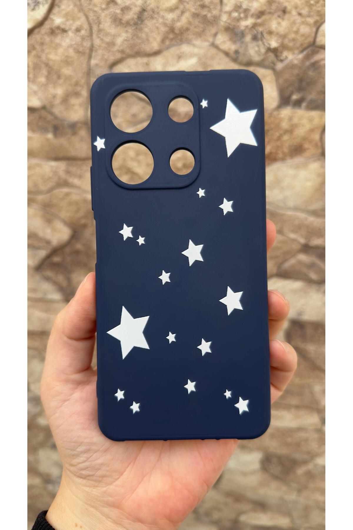 İNFİNİX NOTE 30 Uyumlu Mini Yıldız Desenli Silikon Darbe Emici Klasik Korumalı Rubber Kılıf