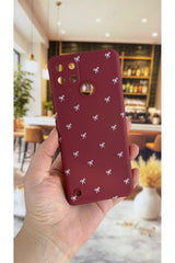 Realme C21Y Ve C25Y Uyumlu Beyaz Fiyonk Desenli Silikon Darbe Emici Klasik Korumalı Rubber Kılıf