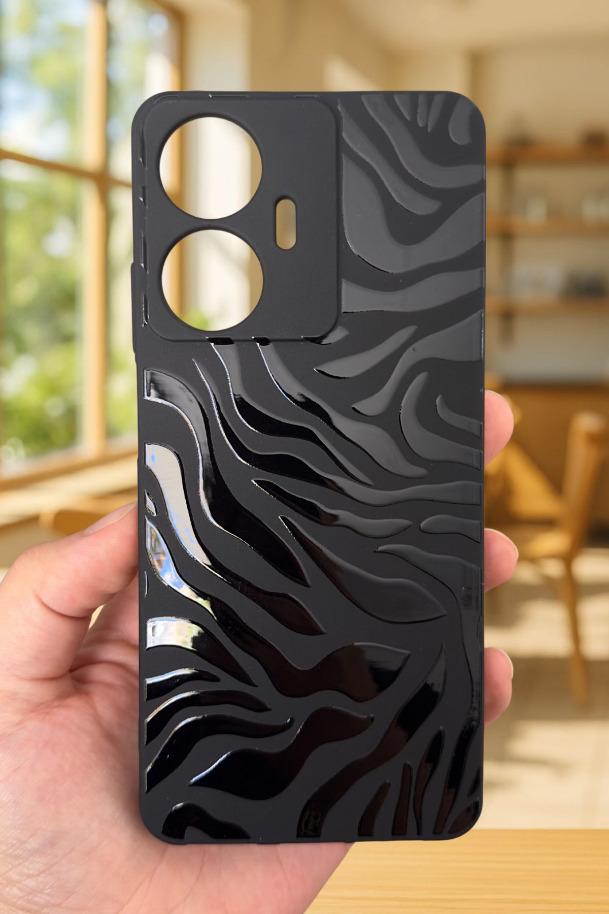 Realme C55 Uyumlu Zebra Desenli Silikon Darbe Emici Klasik Korumalı Rubber Kılıf