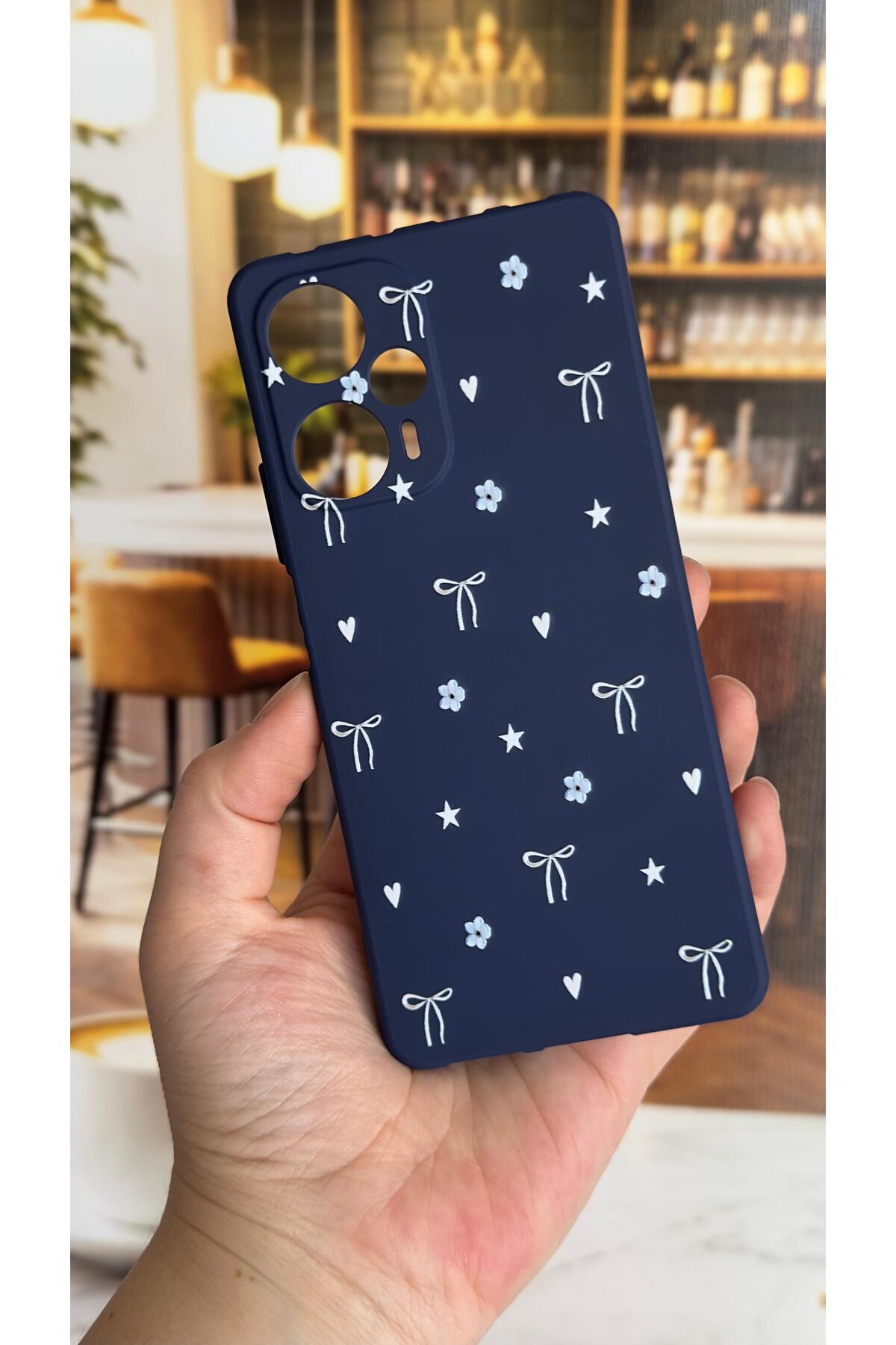 Poco F5 Uyumlu Mini Fiyonk Desenli Silikon Darbe Emici Klasik Korumalı Rubber Kılıf