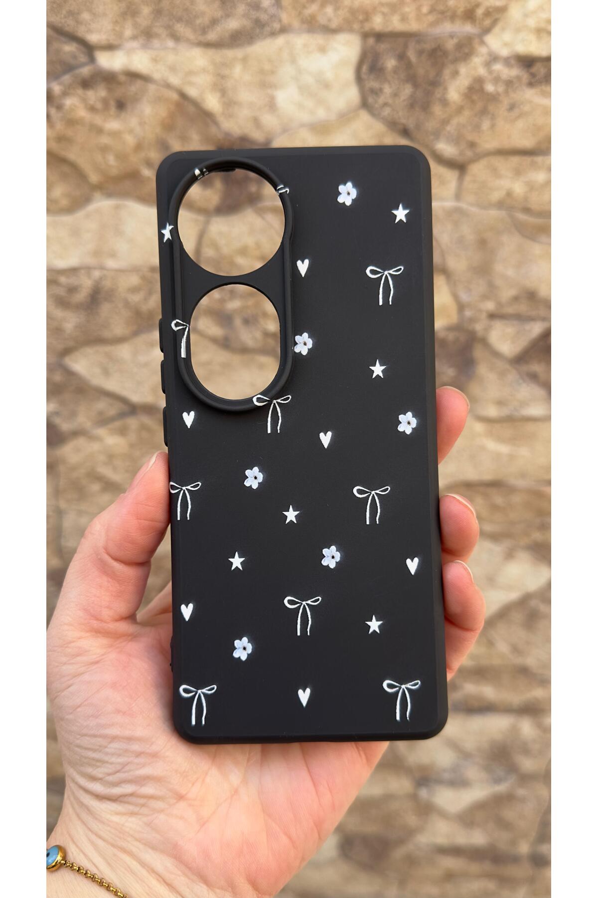 Vivo V40 5G Uyumlu Mini Fiyonk Desenli Silikon Darbe Emici Klasik Korumalı Rubber Kılıf