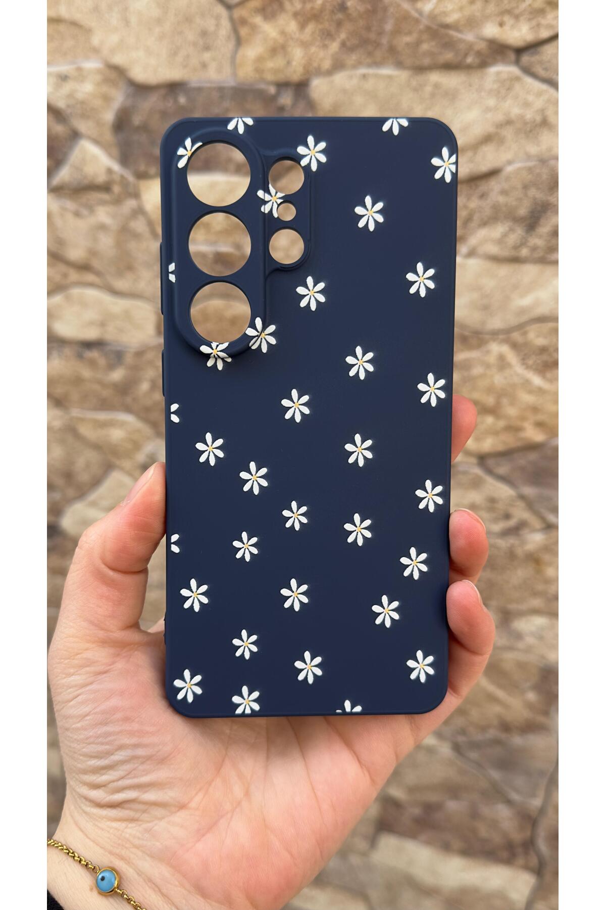 Samsung Galaxy S26 Ultra Uyumlu Mini Papatya Desenli Silikon Darbe Emici Klasik Korumalı Kılıf