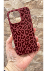 iPhone 15 Pro Max Uyumlu Leopar Desenli Silikon Darbe Emici Klasik Korumalı Rubber Kılıf
