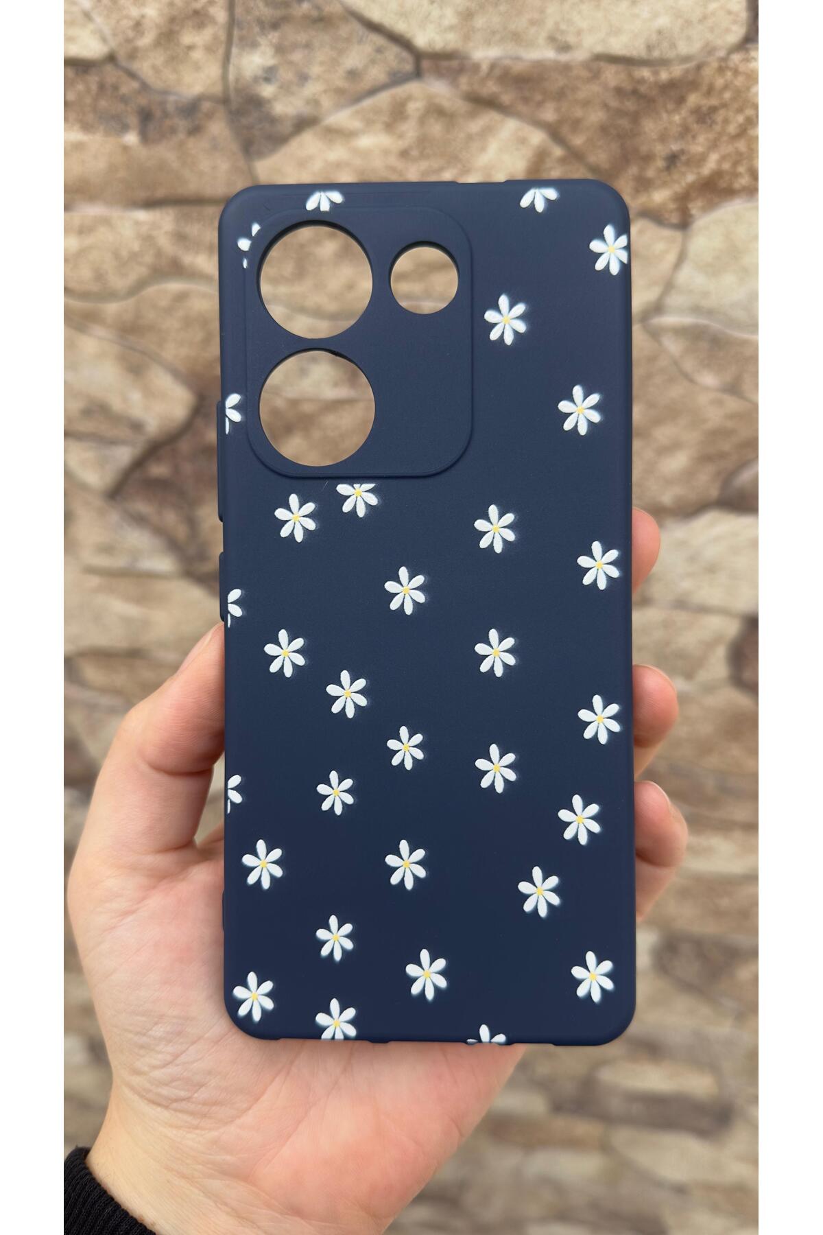 TECNO CAMON 20 PRO Uyumlu Mini Papatya Desenli Silikon Darbe Emici Klasik Korumalı Rubber Kılıf