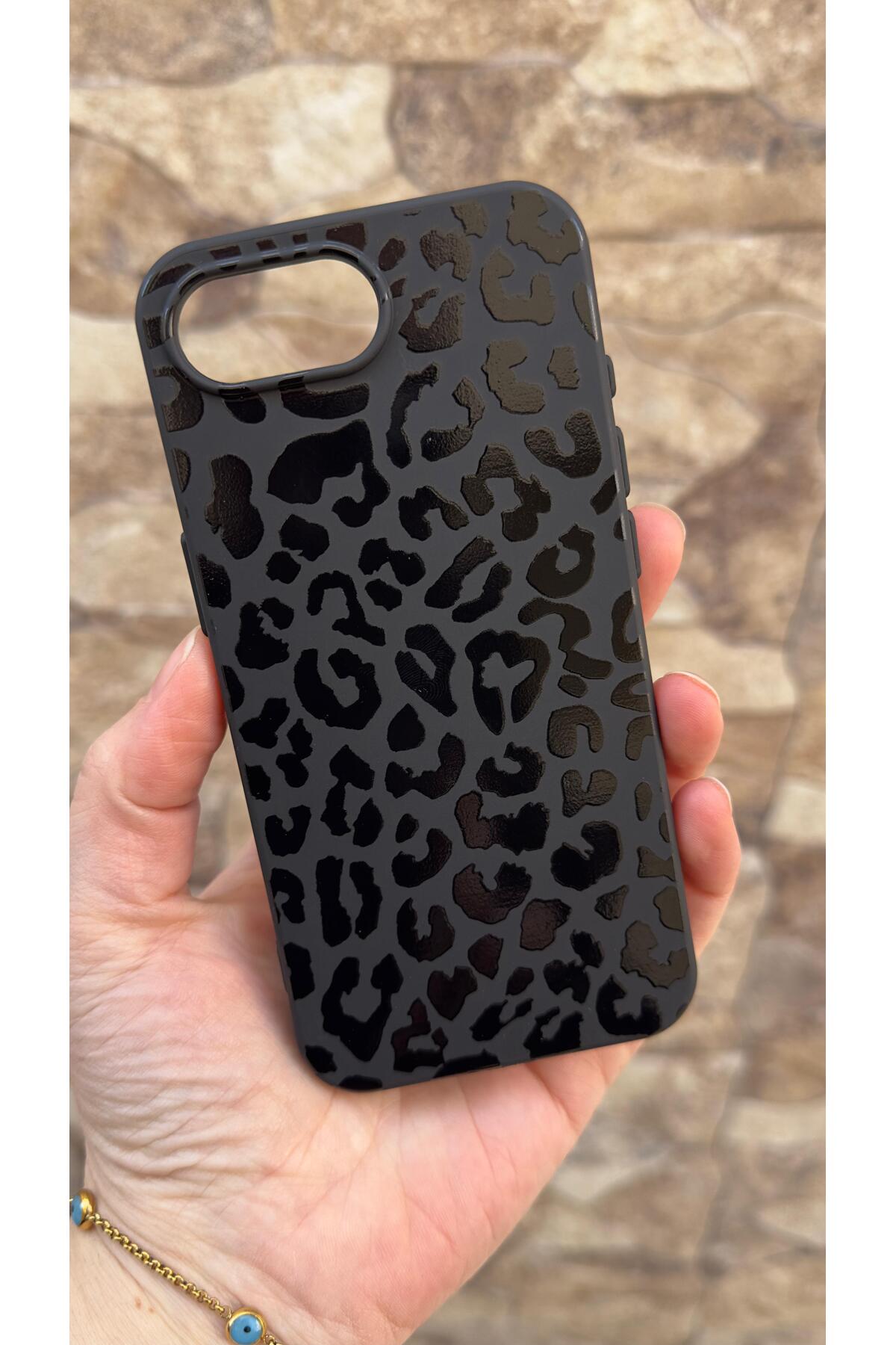 İphone 16E Uyumlu Leopar Desenli Silikon Darbe Emici Klasik Korumalı Rubber Kılıf