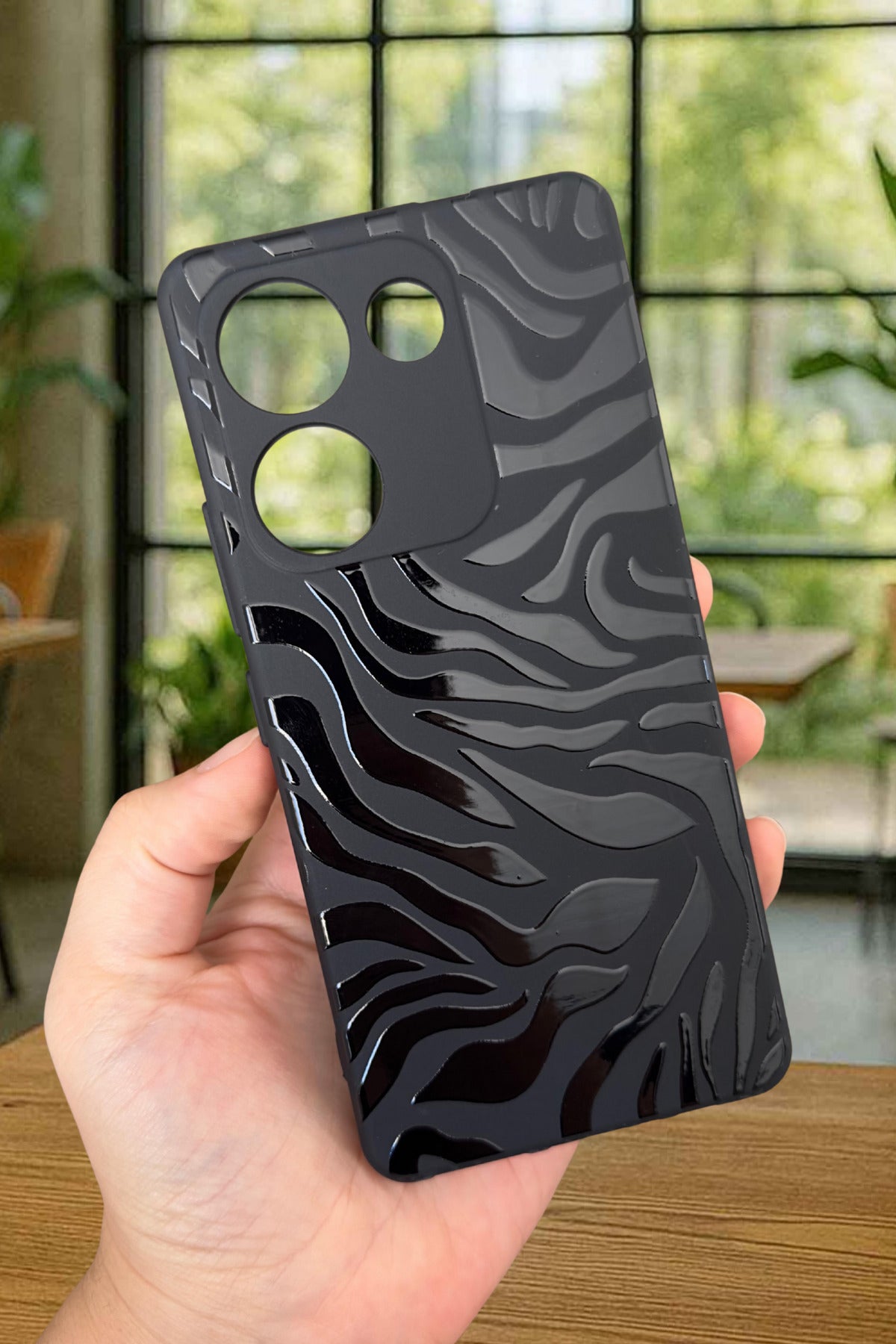 TECNO CAMON 20 PRO Uyumlu Zebra Desenli Silikon Darbe Emici Klasik Korumalı Rubber Kılıf