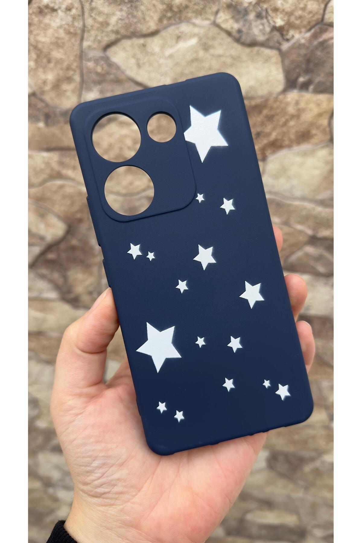 TECNO CAMON 20 PRO Uyumlu Mini Yıldız Desenli Silikon Darbe Emici Klasik Korumalı Rubber Kılıf