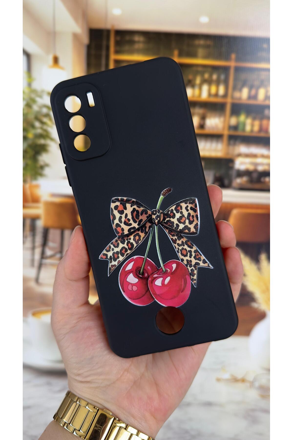 REEDER S19 MAX PRO S Uyumlu Kiraz Fiyonk Leopar Desenli Silikon Darbe Emici Klasik Rubber Kılıf